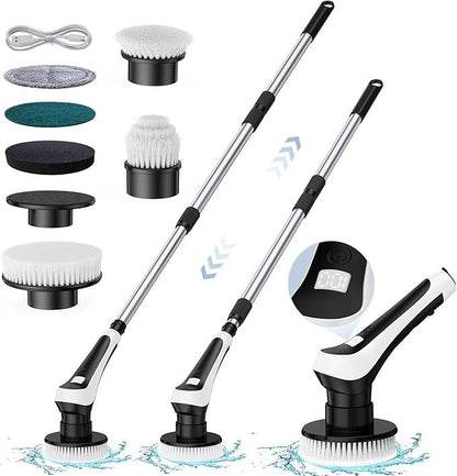 Electric Spin Scrubber – Rechargeable Cordless Cleaning Brush with 5 Brush Heads & Extendable Handle for Bathroom, Kitchen, Tiles & Floor