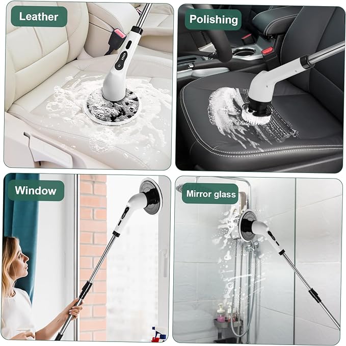 Electric Spin Scrubber – Rechargeable Cordless Cleaning Brush with 5 Brush Heads & Extendable Handle for Bathroom, Kitchen, Tiles & Floor