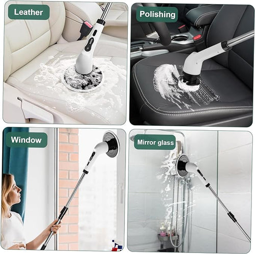 Electric Spin Scrubber – Rechargeable Cordless Cleaning Brush with 5 Brush Heads & Extendable Handle for Bathroom, Kitchen, Tiles & Floor